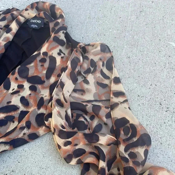 Vintage Y2K bebe womens‎ Small open front cheetah animal print bodysuit glam - Picture 7 of 8